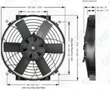 Køleblæser 10". Slim udgave. Universal 12V.