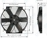 Køleblæser 12". Universal 12V.