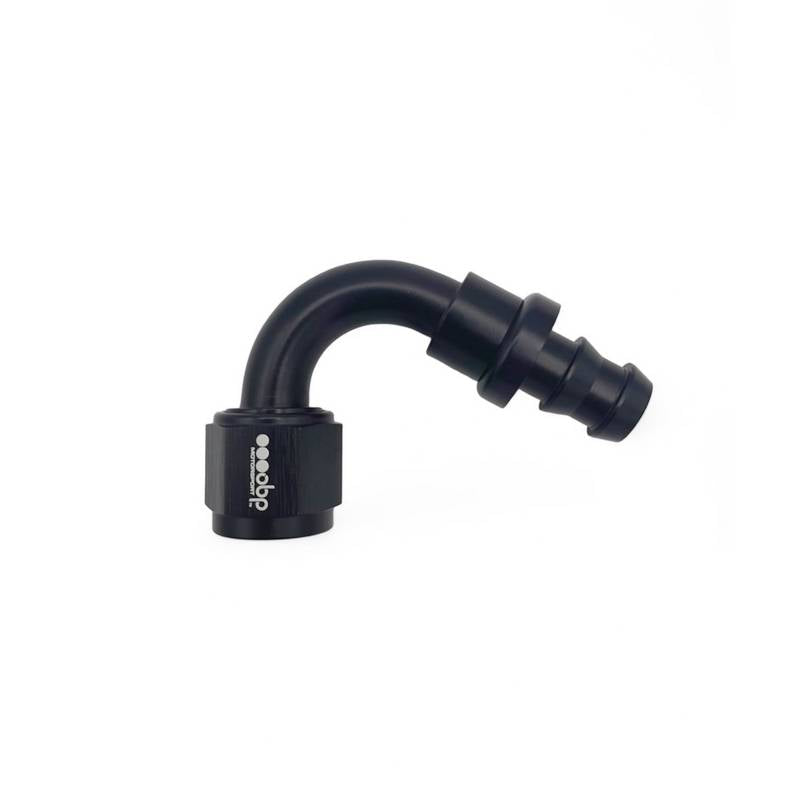 OBP 120gr fitting til -10JIC OBP gummislange. Aluminium, sort.
