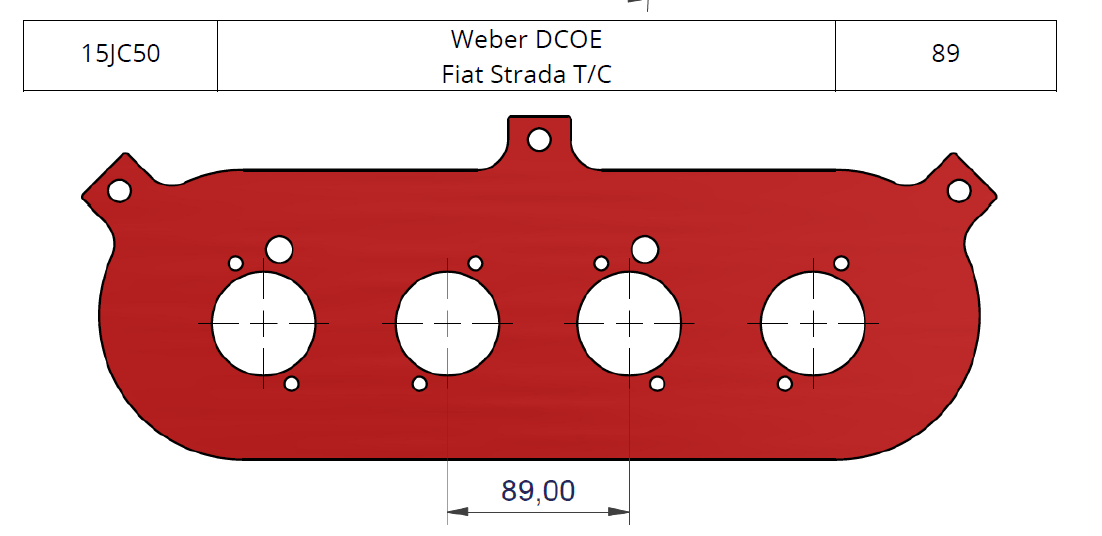 ITG bagplade til megaflow JC50 filtre. Passer på Weber DCOE Fiat Strada T/C