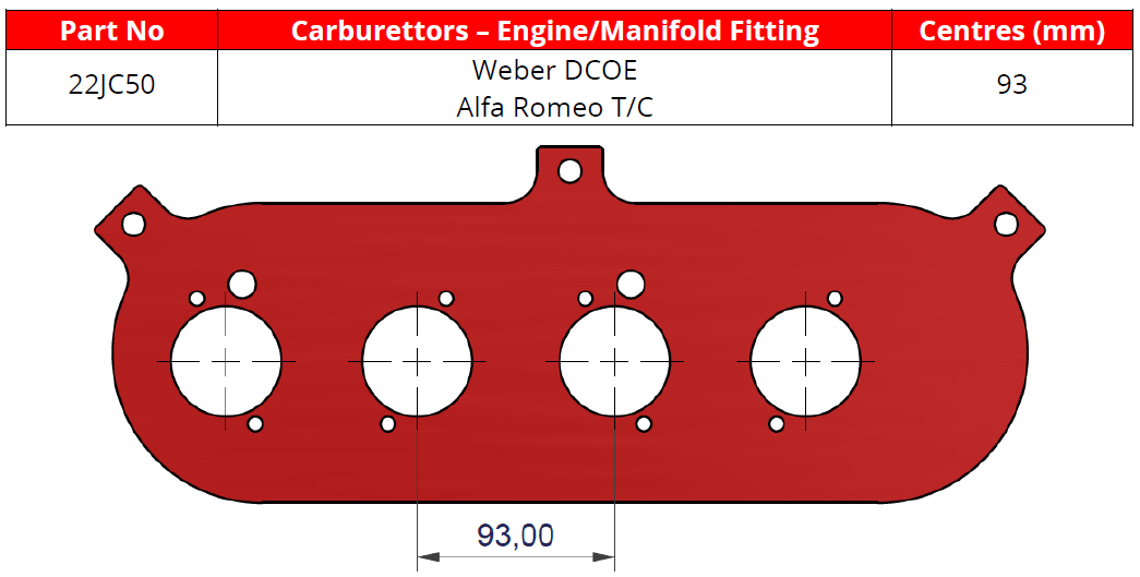 ITG bagplade til megaflow JC50 filtre. Passer på Weber DCOE Alfa Romeo T/C