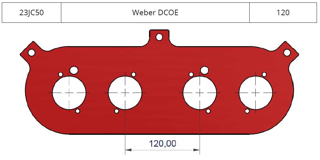 ITG bagplade til megaflow JC50 filtre. Passer på Weber DCOE