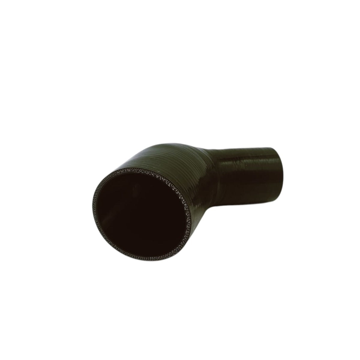 Silikoneslange reducerende 45 gr. bøjning med 35/32mm indvendig diameter. Benlængde 102 mm. Sort