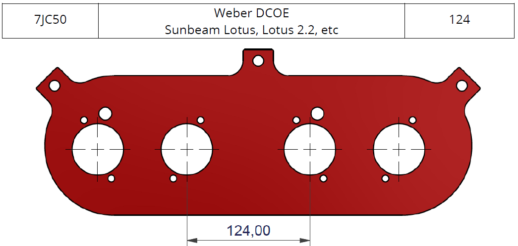 ITG bagplade til megaflow JC50 filtre. Passer på Weber DCOE Sunbeam Lotus, Lotus 2.2, etc
