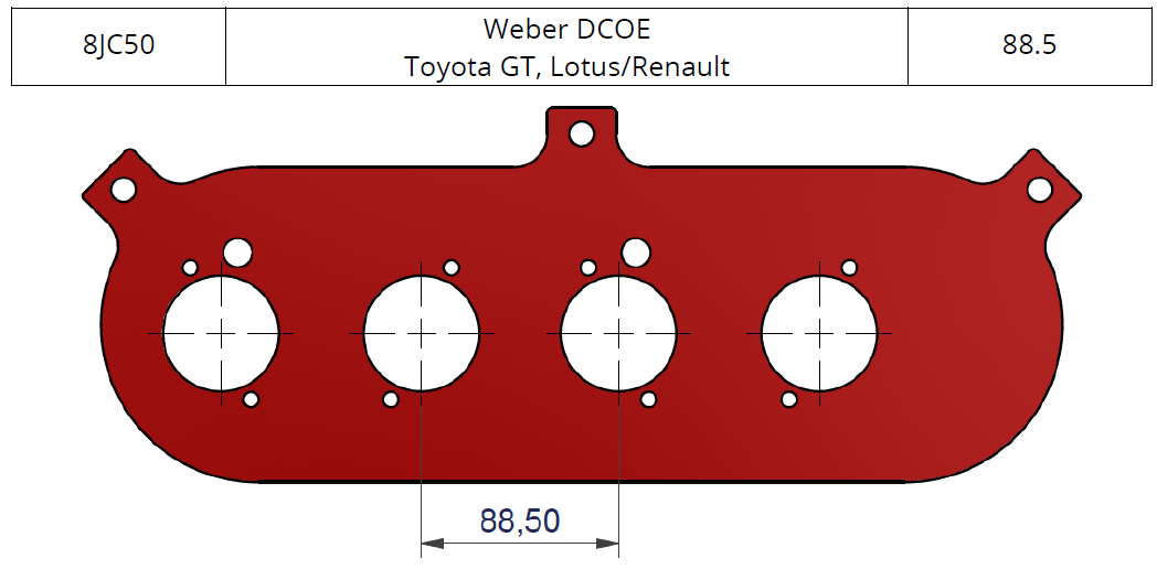 ITG bagplade til megaflow JC50 filtre. Passer på Weber DCOE Toyota GT, Lotus/Renault