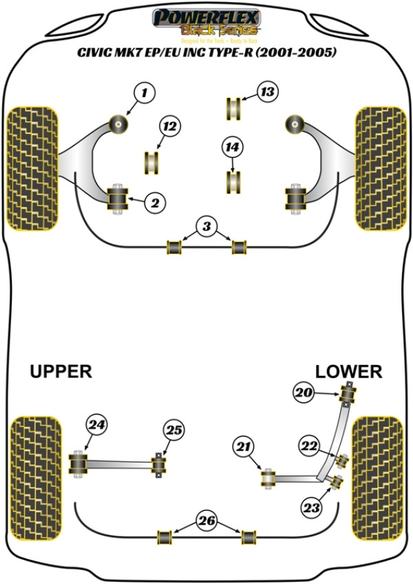 Civic Mk7 EP/EU inc. Type-R (2001 - 2005) - Race diagram