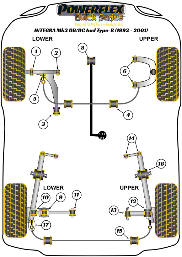 Integra Mk3 DB/DC2 inc. Type-R (1993-2001) - Race diagram