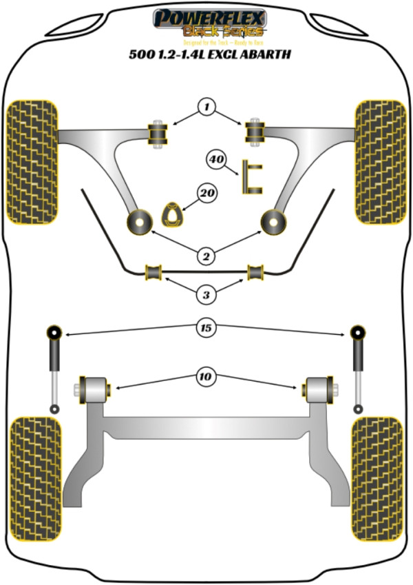 500 1.2-1.4L excl Abarth (2007 on) - Race diagram