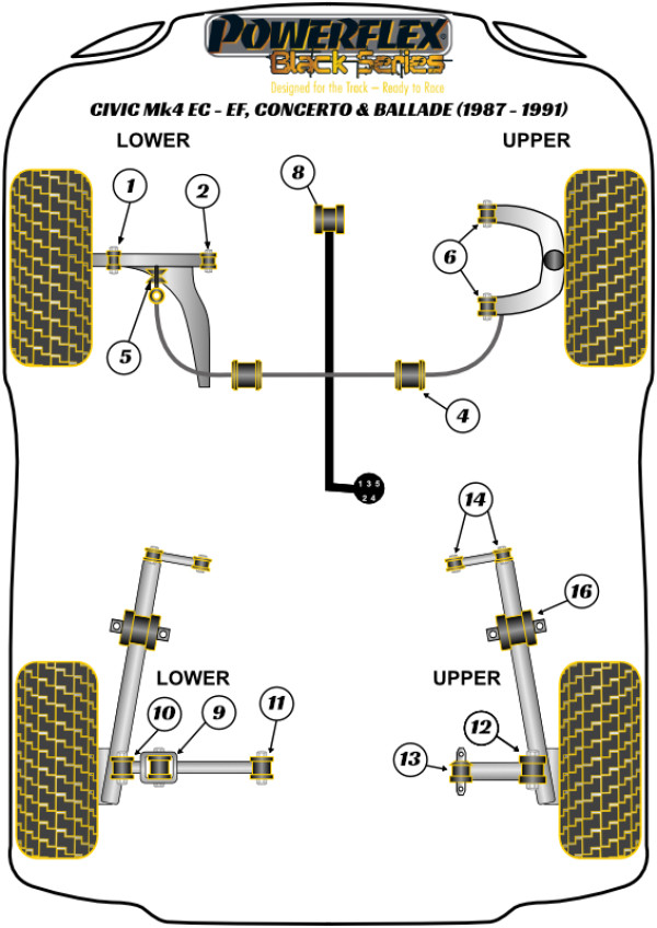 Civic Mk4 EC-EE, Concerto & Ballade (1987-1991) - Race diagram