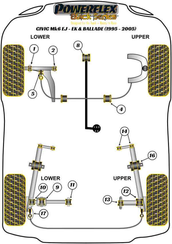 Civic Mk6 EJ-EK & Ballade (1995-2005) - Race diagram