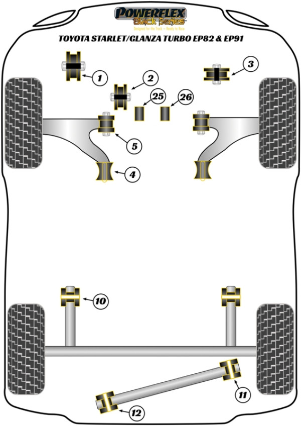 Starlet GT Turbo EP82/Glanza V EP91 (1990 - 1999) - Race diagram