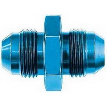 Adapter til fitting. -10JIC til -10JIC (han-han). Aluminium, blå anodiceret
