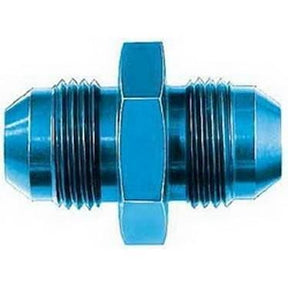 Adapter til fitting. -12JIC til -12JIC (han-han). Aluminium, blå anodiceret