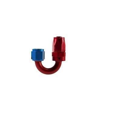 Aeroquip -6JIC 180gr. fitting (hun) til FC333/G210/Startlite slange. Aluminium, rød og blå anodiceret
