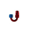 Aeroquip -10JIC 180gr. fitting (hun) til FC333/G210/Startlite slange. Aluminium, rød og blå anodiceret