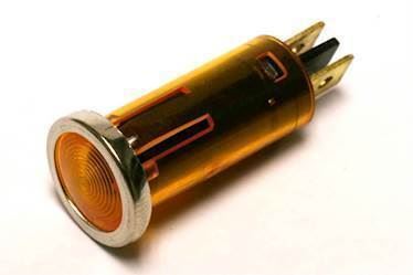 Lille lampe til f.eks. advarselslys/ladelampe. 12V/2W. Gul