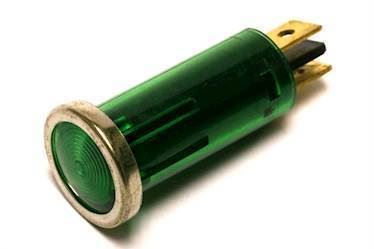 Lille lampe til f.eks. advarselslys/ladelampe. 12V/2W. Grøn