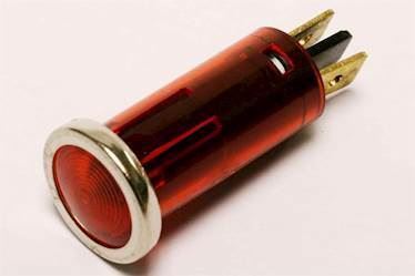 Lille lampe til f.eks. advarselslys/ladelampe. 12V/2W. Rød