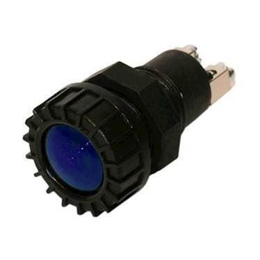 Stor lampe til f.eks. advarselslys/ladelampe. 12V/2W. Blå