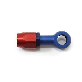 Aeroquip M12-6JIC banjo fitting til FC333/G210/Startlite slange. Aluminium, rød og blå anodiceret. Leveres uden banjo bolt.