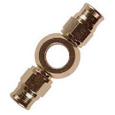 Banjo dobbelt afgang bremsefitting til 3/8 og M10 lang banjobolt til -3 slange. Stål