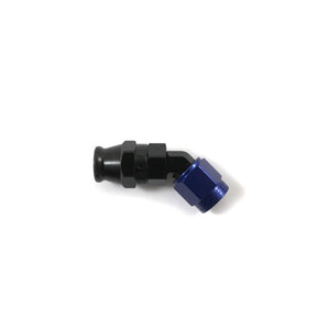 45 gr. fitting (hun) til -8 teflonslange (TFE6C). Aluminium, sort og blå