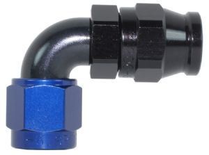 90 gr. fitting (hun) til -6 teflonslange (TFE6C). Aluminium, sort og blå