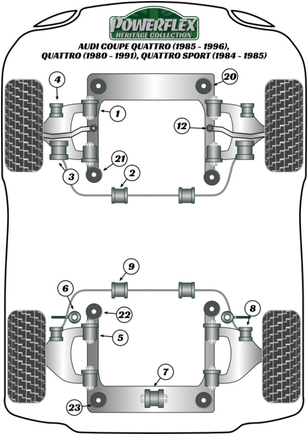 Sport Quattro (1984-1985) Coupe Quattro (1985-1991) UR Quattro (1980-1991) - Heritage diagram