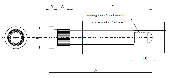 Hjul støttebolt 12mm 1.5 78mm lang