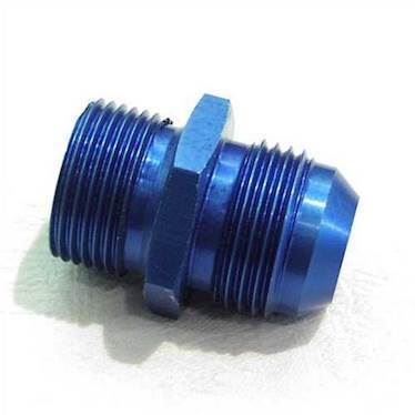 Adapter til fitting. -12JIC til 3/4BSP (han-han). Aluminium, blå anodiceret