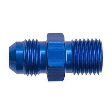 Adapter til fitting. -6JIC til M12x1.25 (han-han). Aluminium, blå anodiceret