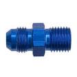 Adapter til fitting. -8JIC til M18x1.5 (han-han). Aluminium, blå anodiceret