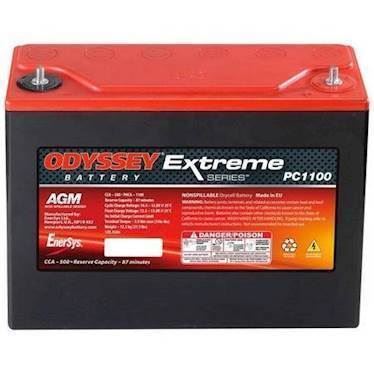 Odyssey Racing batteri PC1100 (PVR40). 12V, 45 ah, 250x97x206 mm (LxBxH), 12.5 kg.