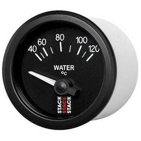 Stack Vandtemperatur 40-120°C (M10x1) ur. 52mm elektrisk. 90° skala. Sort baggrund med hvidt baggrundslys og oplyst nål.