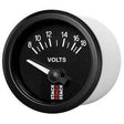 Stack Batterispænding 8-18 V ur. 52mm elektrisk. 90° skala. Sort baggrund med hvidt baggrundslys og oplyst nål.