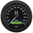 Stack speedometer 80 mm. 0-260 km/t. Hvidt baggrundslys og oplyst nål. Sort baggrund