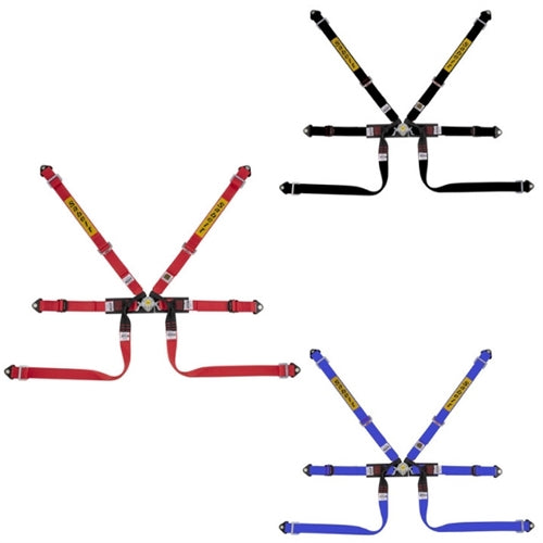 Sabelt 6 punkt sele 2"/2"/2". Selejustering i stål. Pull-Up model. FIA8853-2016 godkendt. 3 farve muligheder