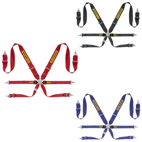 Sabelt 6 punkt sele 3"/2"/2". Selejustering i stål. Pull-Down model. FIA8853-2016 godkendt. 3 farve muligheder