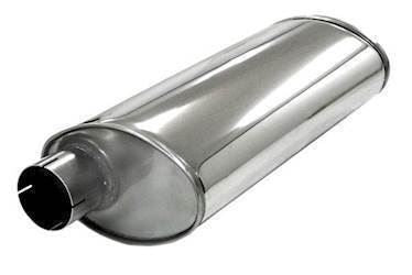 Simons lyddæmper 'TURBO 76' ovalt 140/220mm længde 500mm (uden muffer) (rustfrit stål)