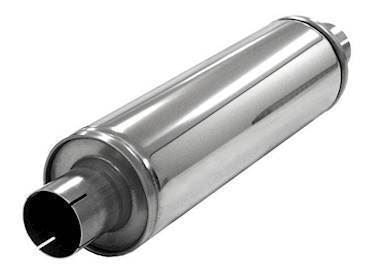 Simons lyddæmper 'SLIM 63' rundt 125mm længde 420mm (uden muffer) (rustfrit stål)
