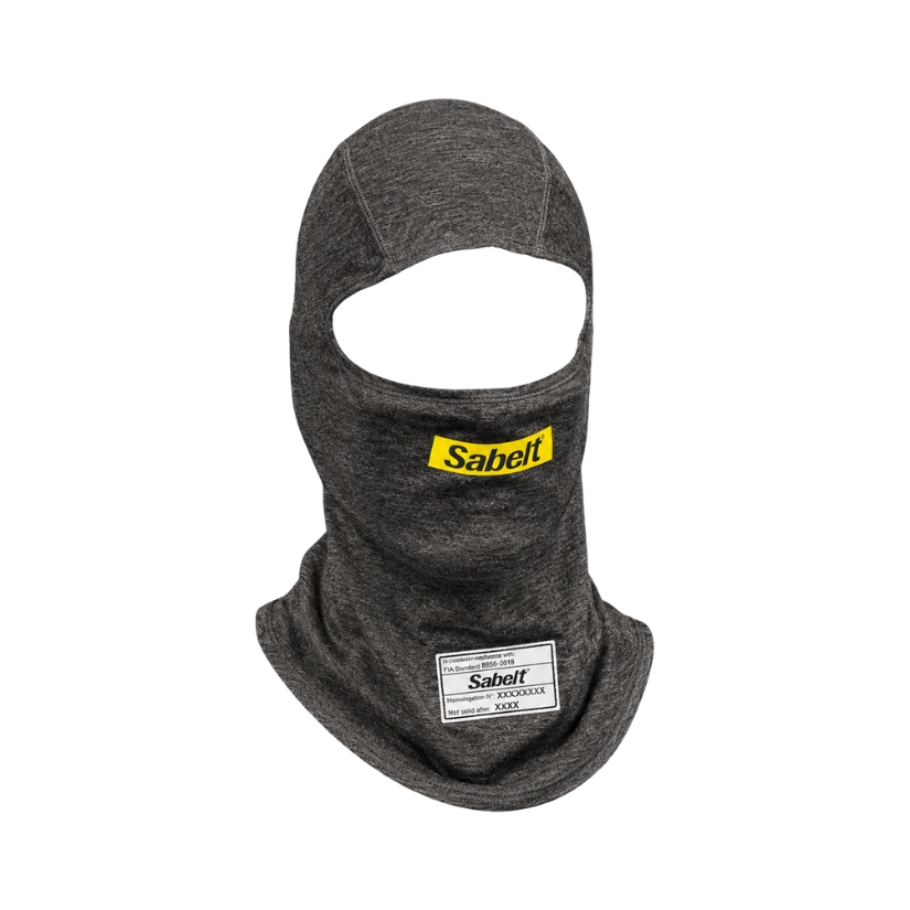 Sabelt Balaclava UI-101. Grå. One-size. Åbent ansigt. FIA-8856-2018-godkendt