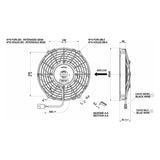 Spal 9" (225mm) blæser, universal 12V.