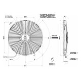 Spal 15" (385mm) suge blæser, universal 12V.