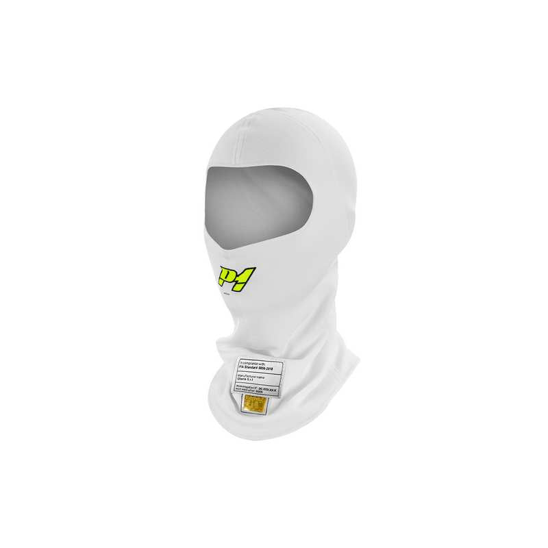 P1 balaclava model Air. One-size. Åbent ansigt. Hvid eller sort. FIA-8856-2018-godkendt