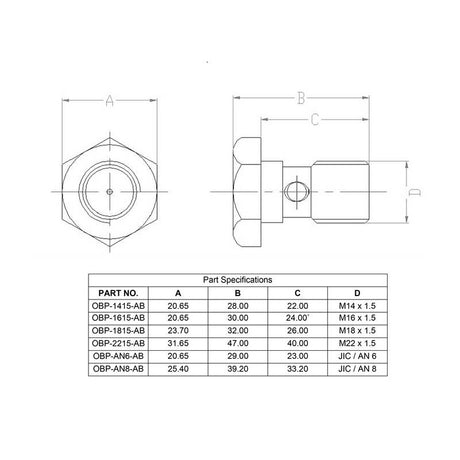 Banjobolt M18x1.5. Aluminium