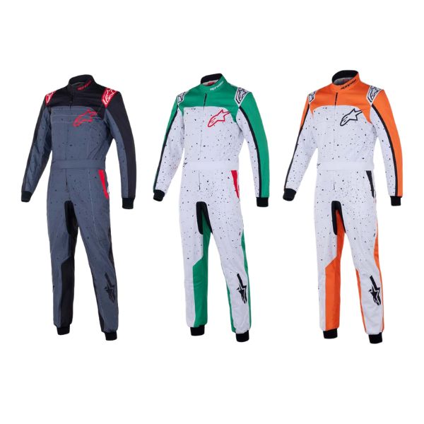 Alpinestars karting køredragt model KMX-9 V3 Graphic. Str. 40-60. 3 farve muligheder. FIA-8877-2022-godkendt.