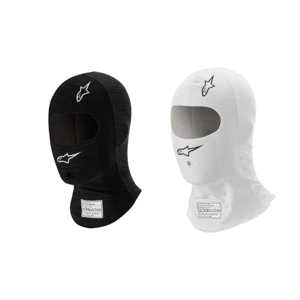 Alpinestars balaclava model Race V3. Sort eller hvid. Str. S-XL. FIA-8856-2018-godkendt