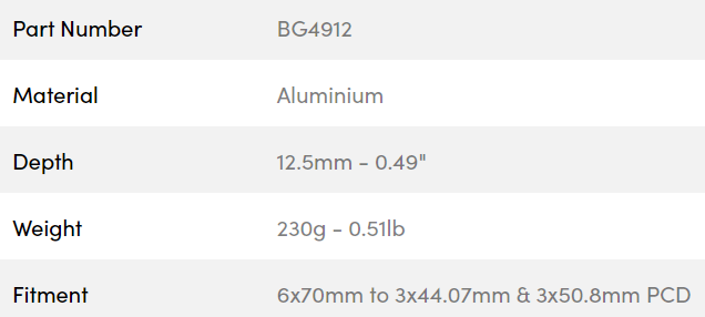 B-G Racing rat adaptor MOMO 6x70 til AMERICA 3x50.8 PCD (med bolte)
