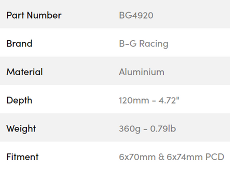 B-G Racing rat spacer/adaptor 120mm 6x70 / 6x74 PCD (med bolte)