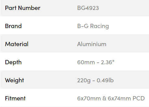 B-G Racing rat spacer/adaptor 60mm 6x70 / 6x74 PCD (med bolte)